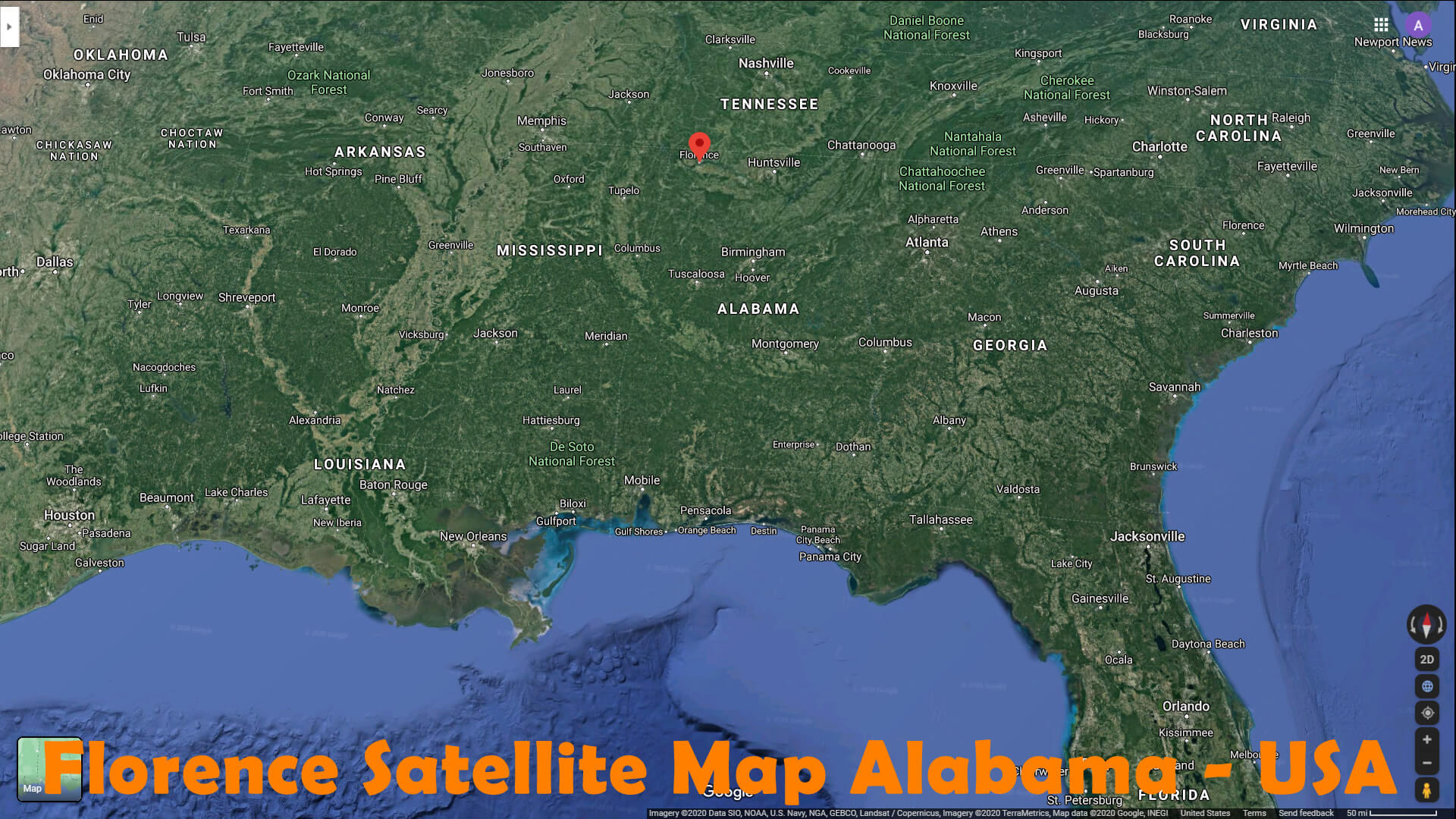 Florence Satellite Map Alabama   USA